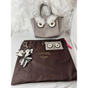 Kate Spade SET OF 4 -‎ Owl-Themed Bag, Cardholder & Keychain Set with Dustbag